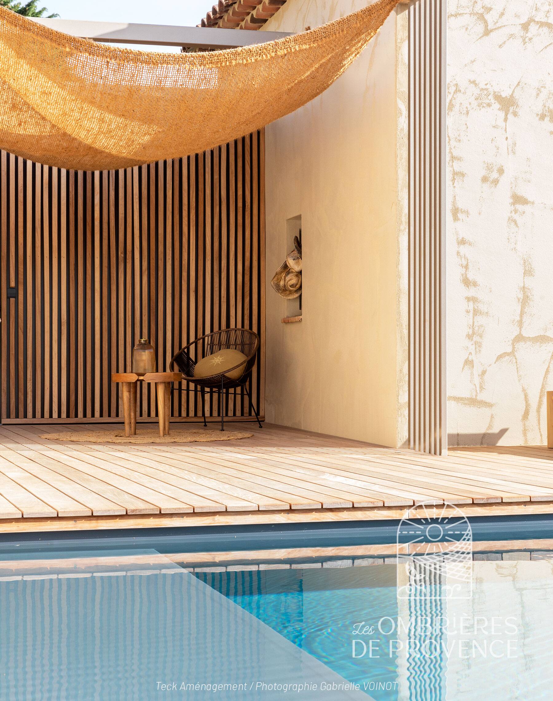 Voile coco à suspendre pool house