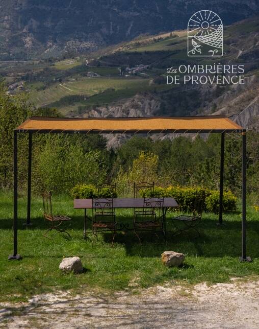 Toile d'ombrage signature premium pergola fer forgé